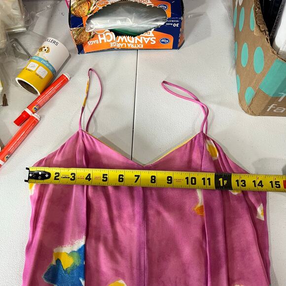 Vintage Cache Pink Large Flower Wide Leg Chiffon Jumpsuit Womens Size 4 - Picture 7 of 11